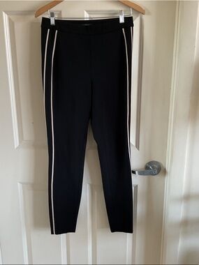 Elie Tahari Black Skinny Ponte Pants with White Side Stripes